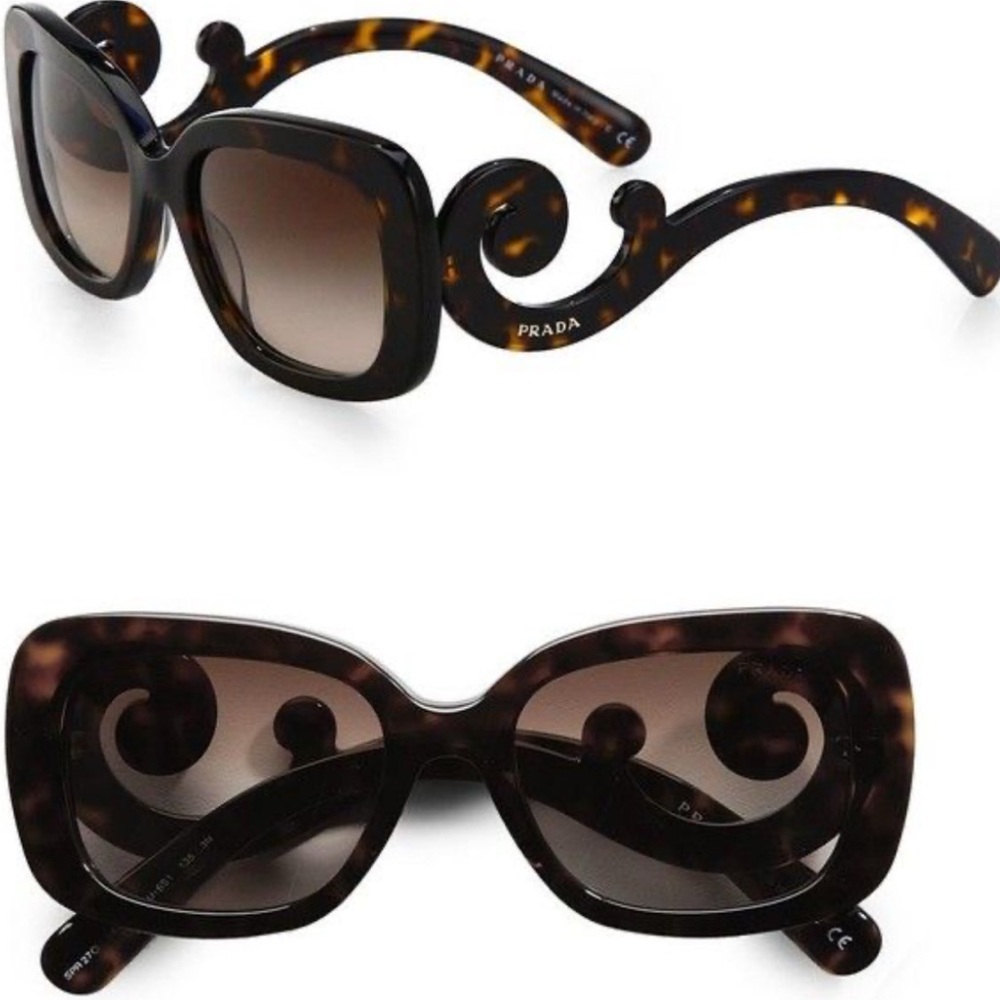 PRADA SUNGLASSES FOR WOMEN Acetate Baroque Sunglasses SPR 27O Tortoise w/ CASE